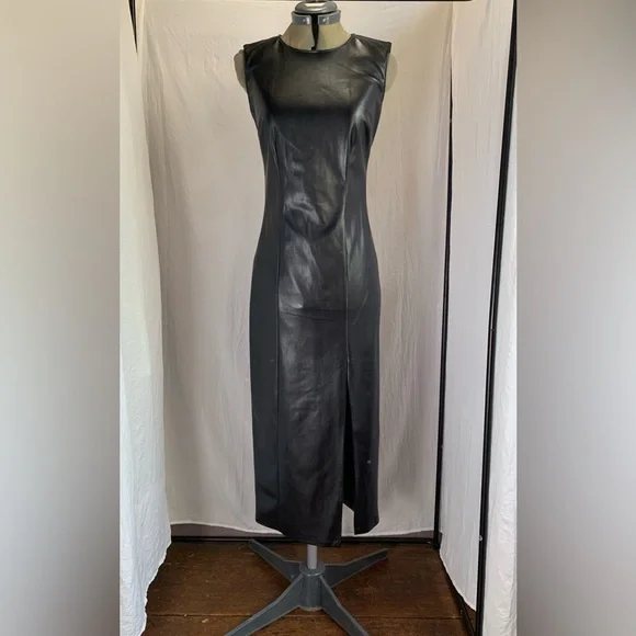 NWT, House OF Harlow 1960 Faux Leather Black Dress size XS/TP - Picture 5 of 5